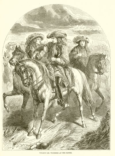 Wilhelm III. ranny pod Boyne autorstwa English School