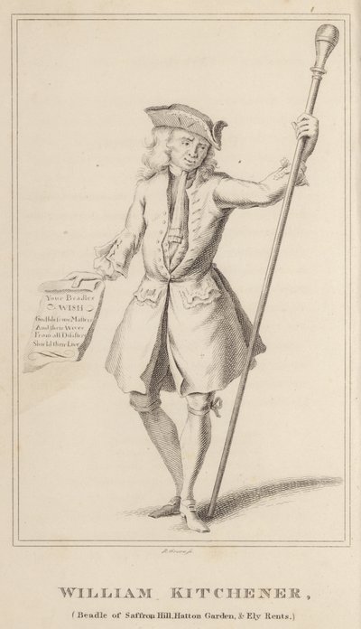 William Kitchener, Beadle z Saffron Hill, Hatton Garden i Ely Rents autorstwa English School