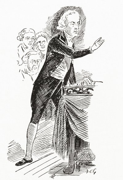 William Pitt Młodszy przemawiający w Izbie Gmin autorstwa English School