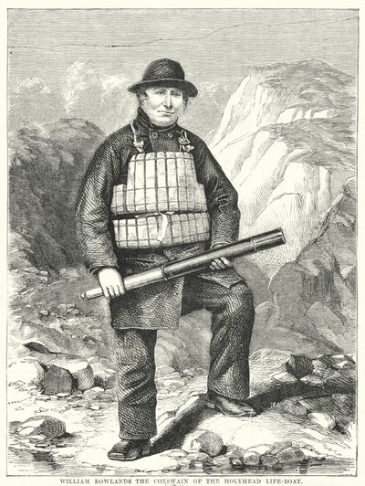 William Rowlands sternik łodzi ratunkowej Holyhead (rycina) autorstwa English School