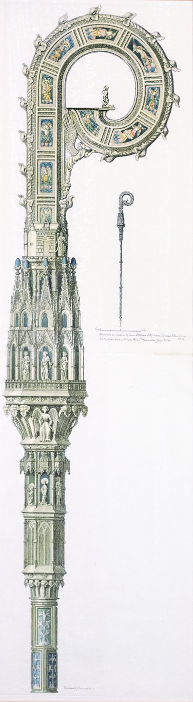 William of Wykehams Crozier, wyd. Jonathan Carter, 1 lipca 1785 (rycina ręcznie kolorowana) autorstwa English School