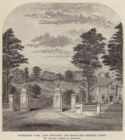 Wimbledon Park, nowe wejście i dom dla agenta rezydenta (grawerowanie) autorstwa English School