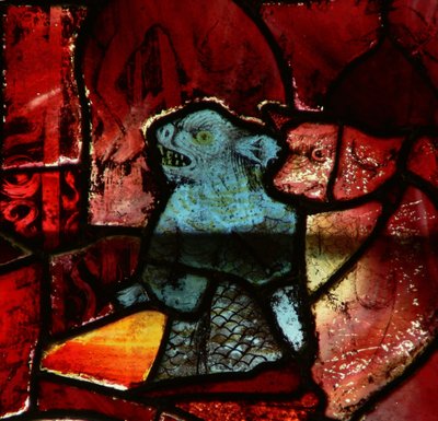 Fenster, das zwei Teufel zeigt von English School