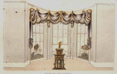 Zasłony okienne, płyta 113 z Repozytorium Sztuki Ackermanna, wydana 1820 (kolor lito) autorstwa English School