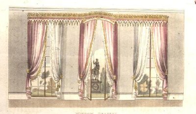 Draperia okienna, tablica 114 z Repozytorium Sztuki Ackermanna, wydana 1820 (kolor lito) autorstwa English School