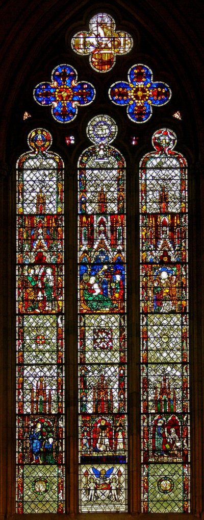 Okno w27 przedstawiające sceny z Nowego Testamentu autorstwa English School