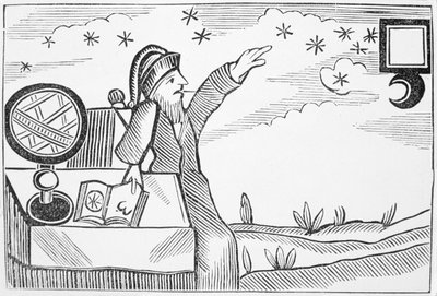 Wizard Consulting the Moon and the Stars, ilustracja ze zbioru książeczek o ezoteryce autorstwa English School