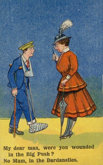 Kobieta opiekująca się rannym żołnierzem (kolorowa litografia) autorstwa English School