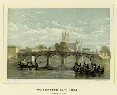 Katedra w Worcester, widok z nabrzeża autorstwa English School