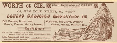 Worth et Cie, 134 New Bond Street, Londyn, reklama autorstwa English School