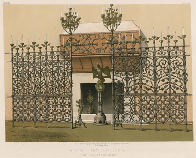 Kratki z kutego żelaza i c autorstwa panów Benham and Sons, Londyn autorstwa English School
