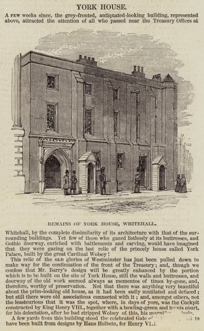 York House, Whitehall (grawerowanie) autorstwa English School