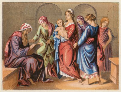 Zachariasz ogłuszony (kolorowa litografia) autorstwa English School
