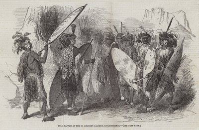 Zulu Kaffirs w Galerii św. Jerzego, Knightsbridge (grafika) autorstwa English School