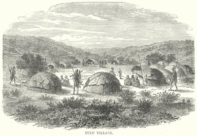 Wioska Zulu (grawerunek) autorstwa English School