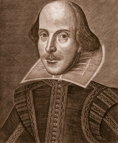 Portret Williama Szekspira, rytowany przez Martina Droeshouta (ok. 1560-c.1642), 1623 autorstwa English School English School