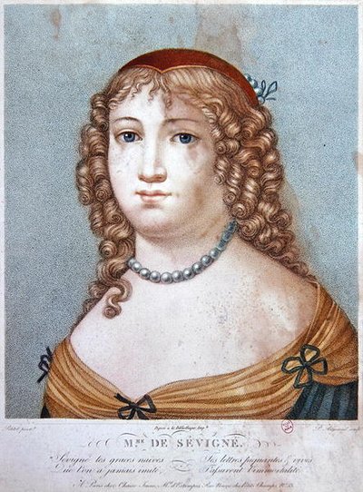 Portret Madame de Sevigne, początek XIX w. (kolor grawerowany) autorstwa Ennemond Alexandre (after) Petitot