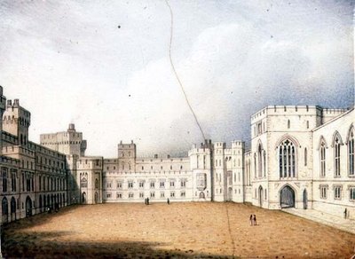Tablica Worcester przedstawiająca czworobok, zamek Windsor, jedna z pary, ok. 1830-40 (porcelana) (para patrz 72833) autorstwa Enoch Doe