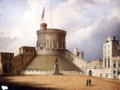 Tablica Worcester przedstawiająca Okrągłą Wieżę, Zamek Windsor, jedna z pary, ok. 1830-40 (porcelana) (para patrz 72834) autorstwa Enoch Doe
