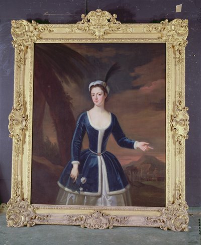 Portret Mary Slingsby we wschodnim krajobrazie autorstwa Enoch Seeman