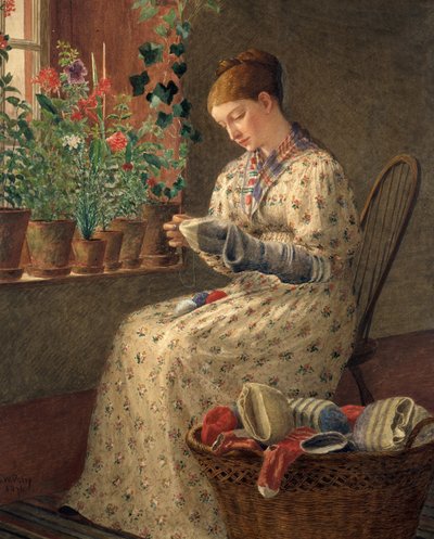 Miesięczne cerowanie, 1876. autorstwa Enoch Wood Perry