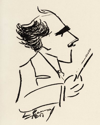 Arturo Toscanini (1867-1957) Włoski dyrygent w karykaturze Enrico Caruso (włoski tenor). autorstwa Enrico Caruso