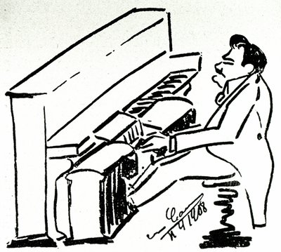 Autokarykatura lirycznego śpiewaka Enrico Caruso w pianoli autorstwa Enrico Caruso