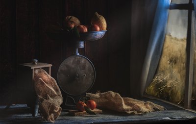 Rustykalna martwa natura z plonami autorstwa Enrico Sottocorna