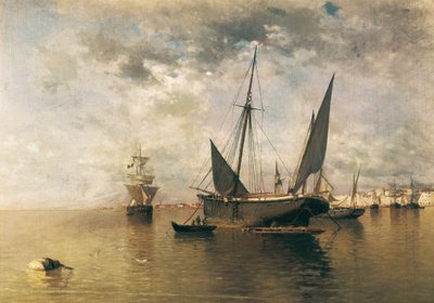 Port w Maladze. 1885 (olej na płótnie) autorstwa Enrique Florido Bernils