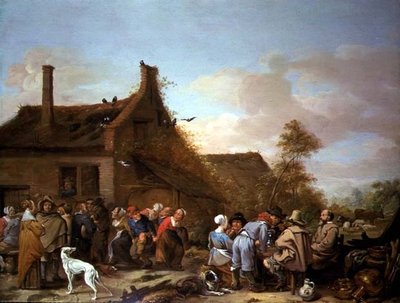 Chłopi bawiący się przed karczmą autorstwa Erasmus de Bie