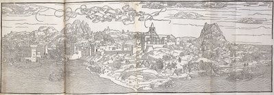 Panoramiczny widok na Candia autorstwa Erhard Reuwich