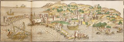 Panoramiczny widok na Rodos, 1486 autorstwa Erhard Reuwich