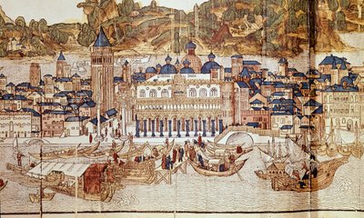 Widok Wenecji (Pałac Dożów, Plac Św. Marka) (ksylografia) autorstwa Erhard Reuwich