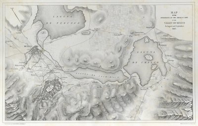 Mapa operacji armii amerykańskiej w Dolinie Meksyku w sierpniu i wrześniu 1847 r. podczas wojny meksykańsko-amerykańskiej. autorstwa Erhard Schieble