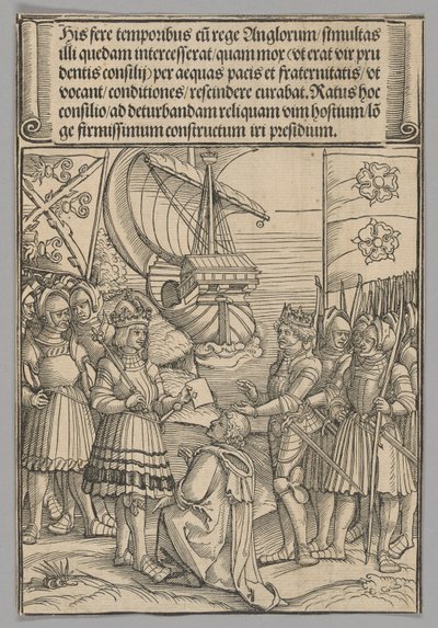 Maksymilian i Henryk VII z Anglii, tablica 11 ze Scen historycznych z życia cesarza Maksymiliana I z Łuku Triumfalnego autorstwa Erhard Schon