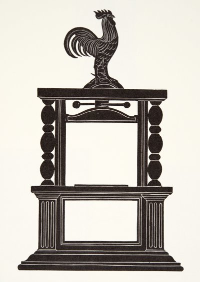 Kogucik i prasa drukarska autorstwa Eric Gill