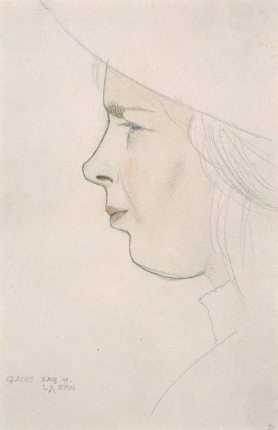 Portret siostry artysty Gladys Laughton, 8.08.1909 (ołówek i kolorowe pranie) autorstwa Eric Gill