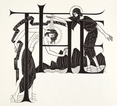 Chrzest Jezusa Jana Chrzciciela z Czterech Ewangelii autorstwa Eric Gill