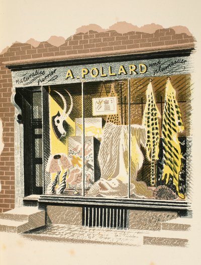 Furrier, ilustracja z „High Street” J.M. Richardsa, wydrukowana przez Curwen Press, wyd. przez Życie na wsi, 1938 autorstwa Eric Ravilious