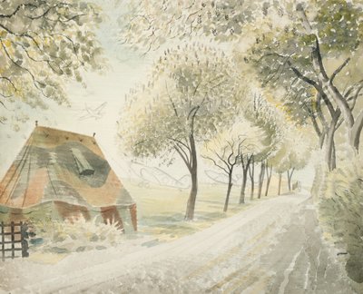 Droga przy lotnisku, ok. 1942 r. autorstwa Eric Ravilious