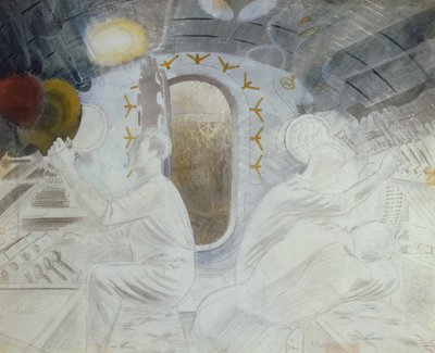 Kontrola pracy po zanurzeniu, ok. 1940 (ołówek i toaleta na papierze) autorstwa Eric Ravilious