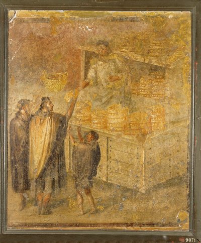 Stoisko piekarnicze oferujące świeże pieczywo i ciasta autorstwa Erich Lessing