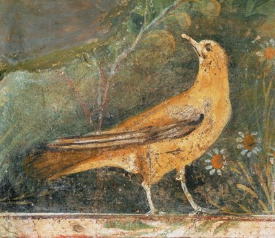 Ptak z dwiema stokrotkami (fresk) autorstwa Erich Lessing