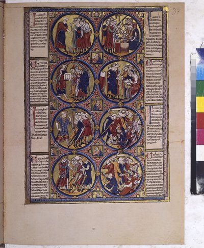 Cała strona: osiem medalionów z miniaturami i tekstem (miniatura) autorstwa Erich Lessing