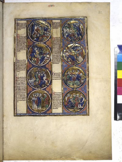 Cała strona: osiem medalionów z miniaturami i tekstem, ok. 1225-1250 (tempera na pergaminie) autorstwa Erich Lessing