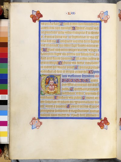 Cała strona: tekst w ramce z historycznym inicjałem "A": Korona cierniowa (miniatura) autorstwa Erich Lessing