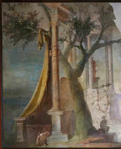 Krajobraz ze świętymi drzwiami i velum z Ekklesiasterion, świątyni Izydy w Pompejach autorstwa Erich Lessing