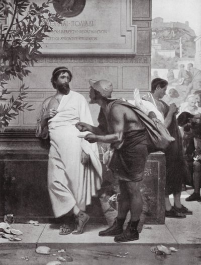 Arystydes i chłop (litografia) autorstwa Ernest (1818 87) Hillemacher