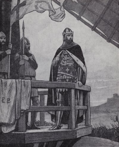Król Edward III w bitwie pod Crecy, Francja, 26 sierpnia 1346 (lito) autorstwa Ernest (after) Board