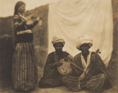 Muzycy egipscy Rawabí i Almée, 20 lutego 1852 r. autorstwa Ernest Benecke